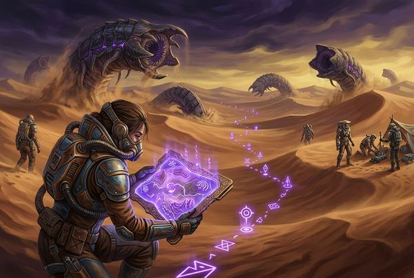 Original artwork for Dune: Awakening quests and campaign services at Boosting Games