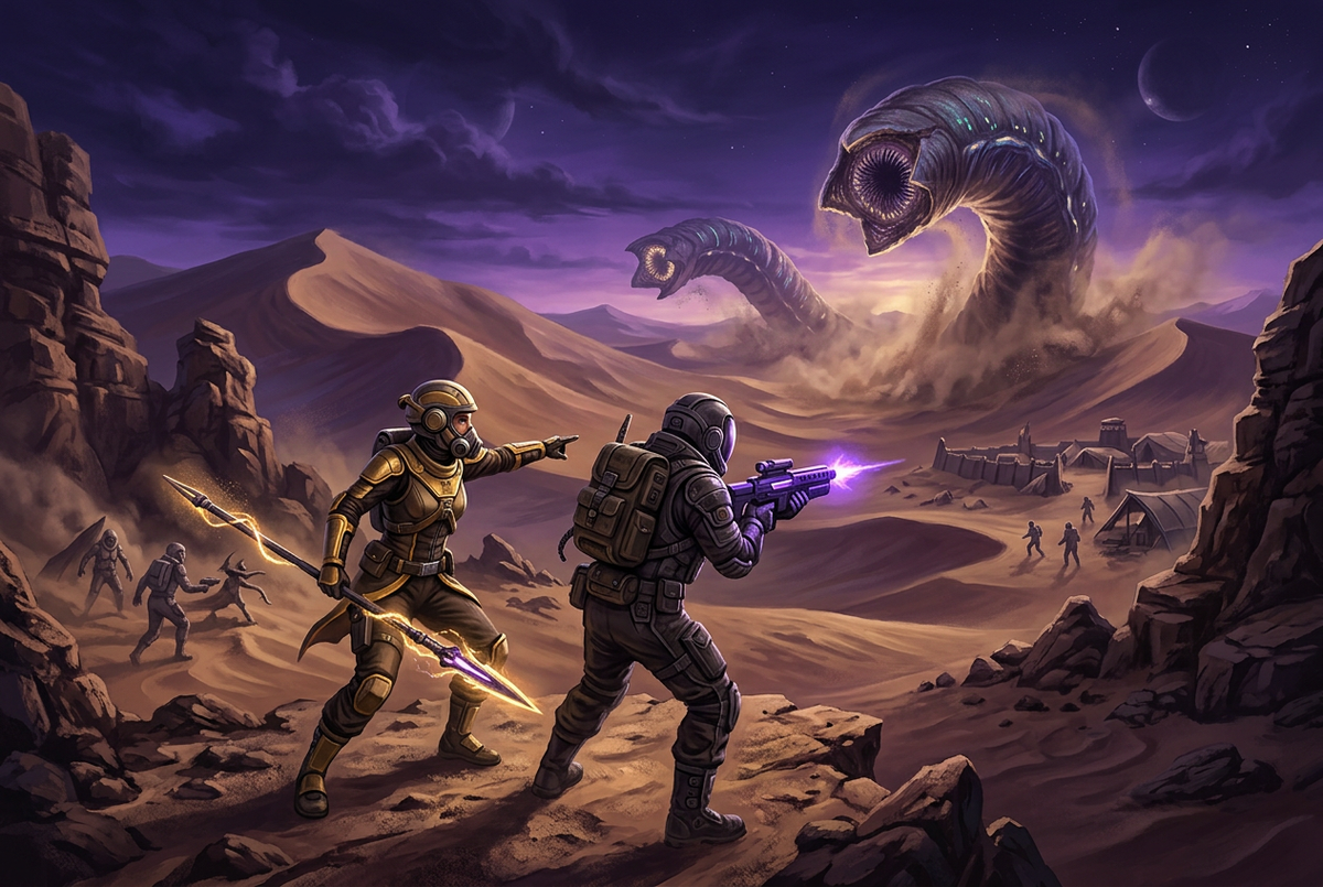 Original artwork for Dune: Awakening duo with a pro services at Boosting Games