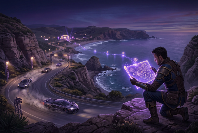 Original artwork for Forza Horizon 6 quests and campaign services at Boosting Games