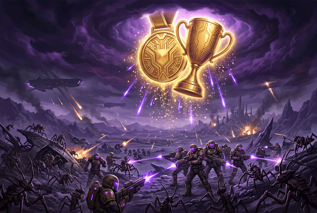 Original artwork for Helldivers 2 badges and achievements services at Boosting Games