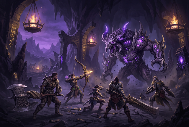 Original artwork for Monster Hunter Wilds raid and dungeon carry services at Boosting Games