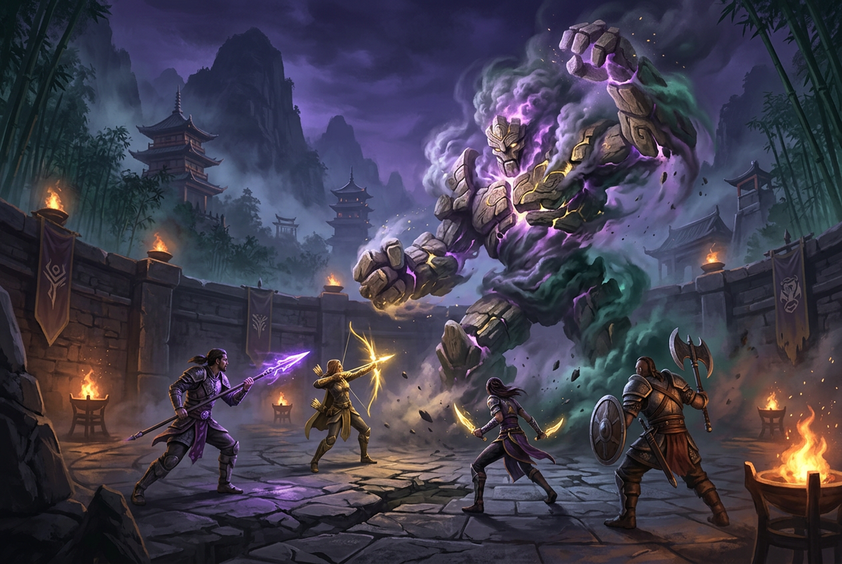 Original artwork for World of Warcraft: Mists of Pandaria Classic raid and dungeon carry services at Boosting Games